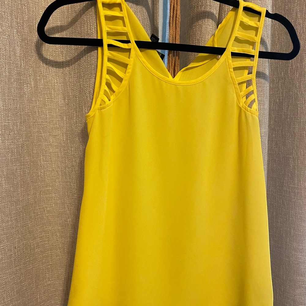 Yellow Tank Blouse w/button back